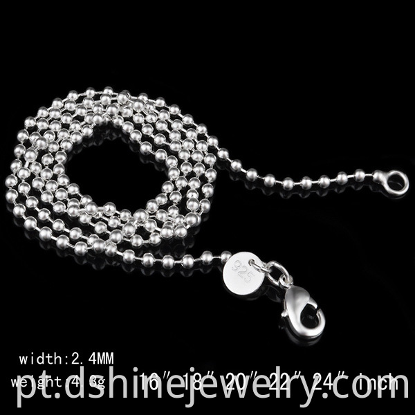 Mens Stainless Steel Unisex Beaded Ball Chain Necklace